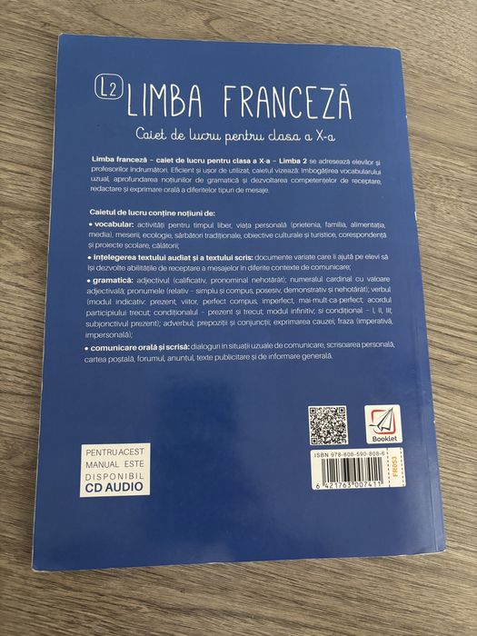 Caiet de lucru pentru clasa a X-a la limba Franceza