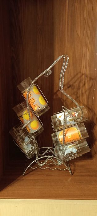 комплект 6 броя чаши за безалкохолно със стойка делфин