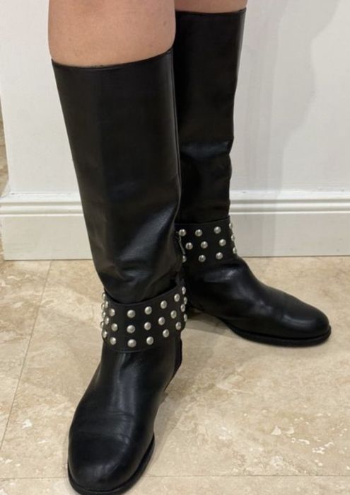 Cizme Piele Zara cu Catarama Metalica