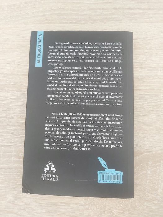 Carte Nikola Tesla invențiile mele