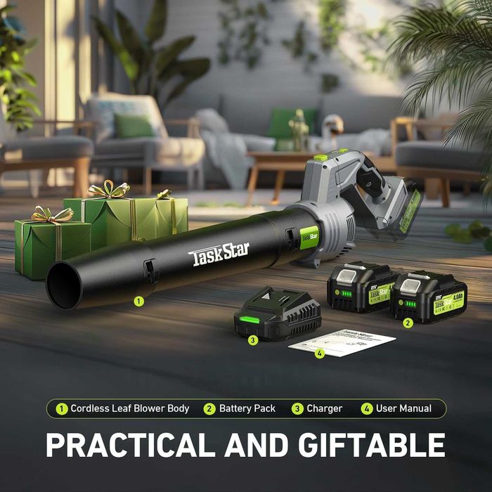 Аккумуляторная электрическая беспроводная воздуходувка TaskStar 15,5м3