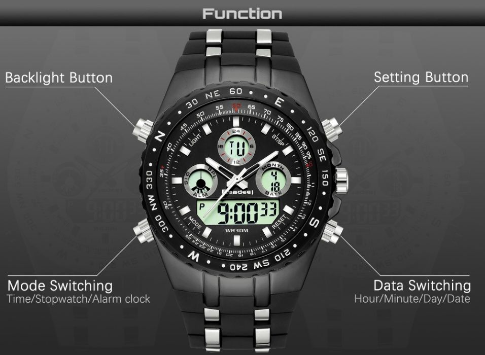 спортно-елегантен ръчен часовник водонепромокаем нов воден