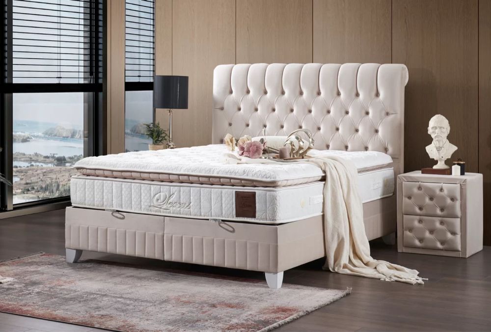 Тапицирано легло Lexus Бял Крем с луксозен матрак