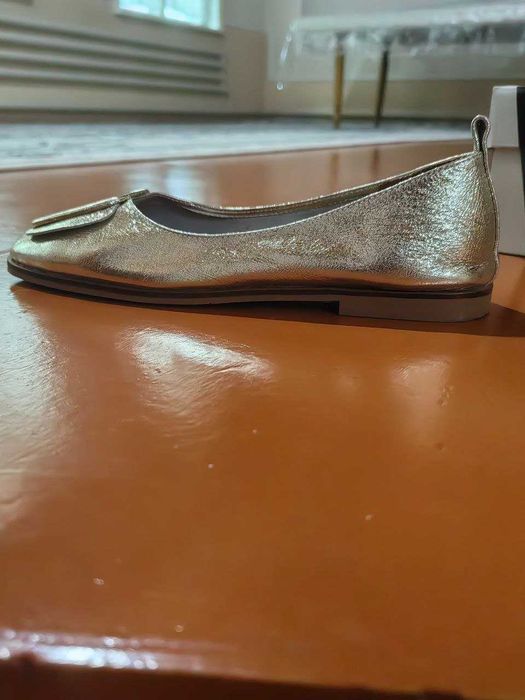 Балетки Evromoda — золотые, натуральная кожа