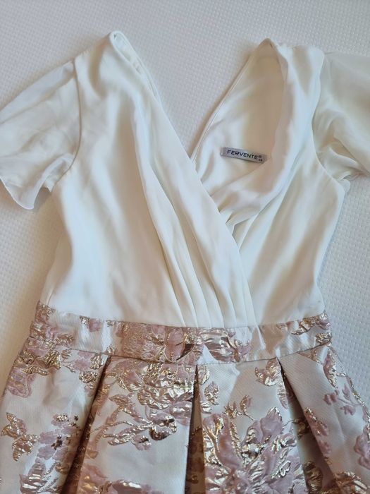 Официялна рокля бяло с пудра Fervente