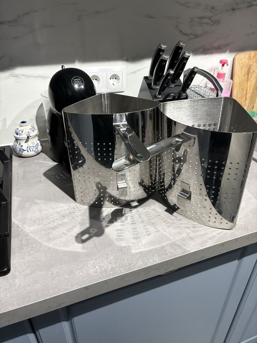 Set 2 coșuri inox pentru paste, 3L – inserții oală, stare excelentă