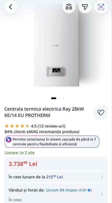 Vand centrala electrica protherm ray 28kw 14 eu