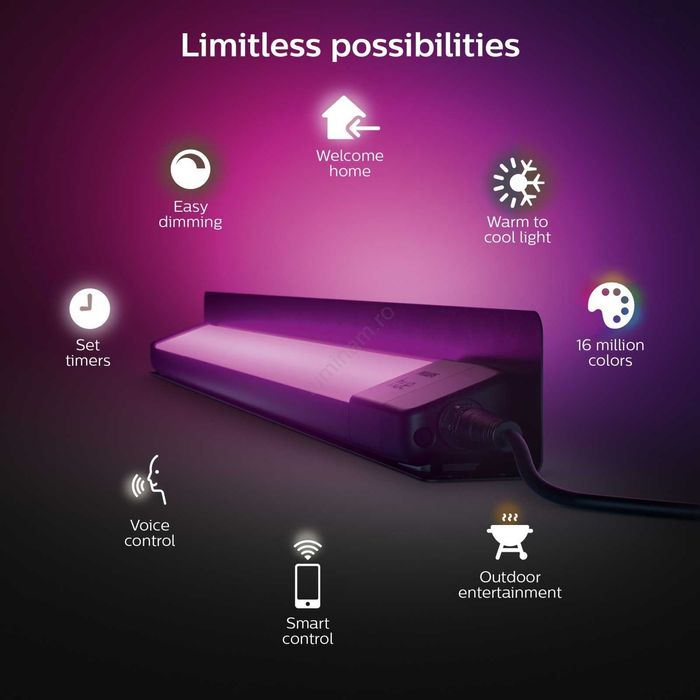 Spot LED RGB linear pentru exterior Philips Amarant Hue