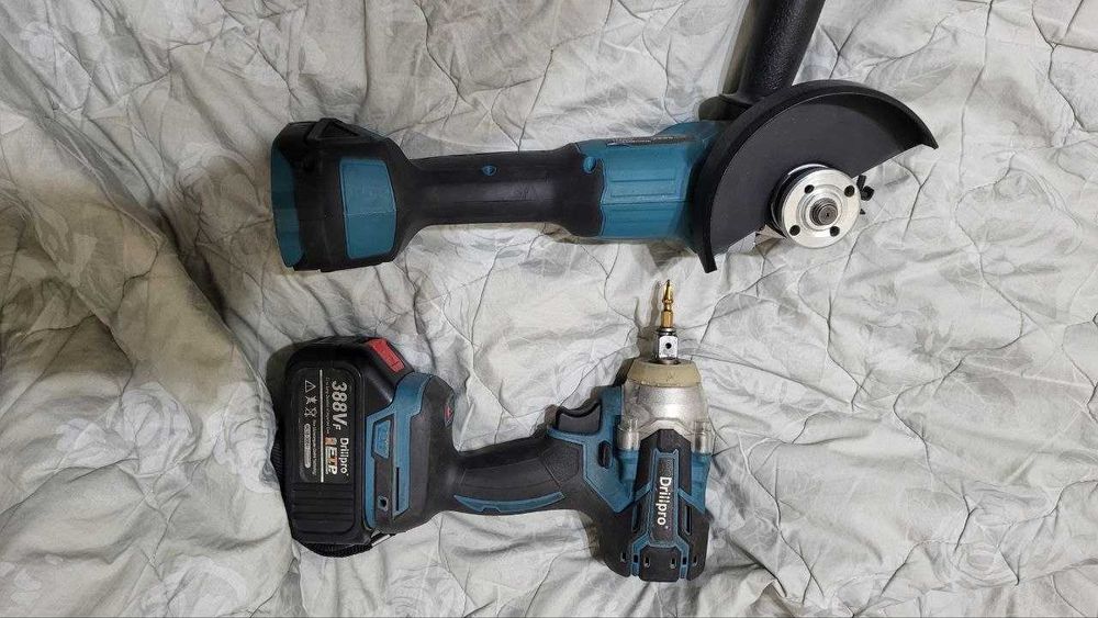 Набор аккумуляторного инструмента Drillpro, гайковерт и ушм - болгарка