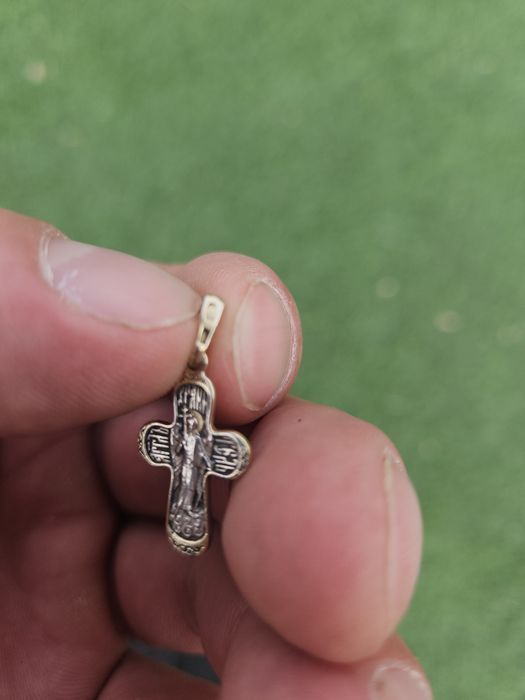 Крестик серебро с позолотой