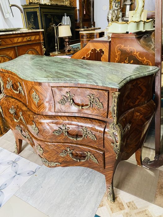 Comoda Vintage Lemn Masiv Marmura Bronz Antic