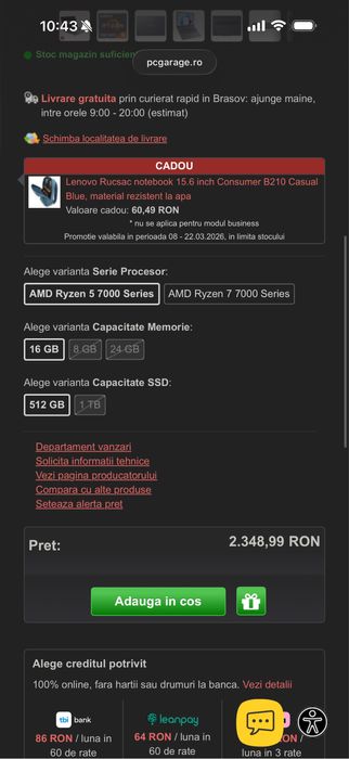 Lenovo ideapad slim 3 15ABR8-16 GB ram