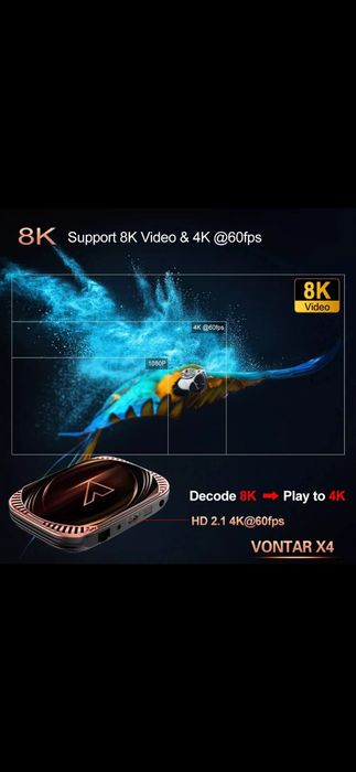 Нов 8K TV Box VONTAR-X4 Android 11.0 Amlogic S905X4 4/64GB UHD