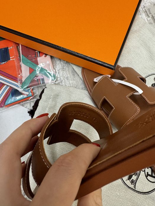 Тапочки Hermes натуральная кожа