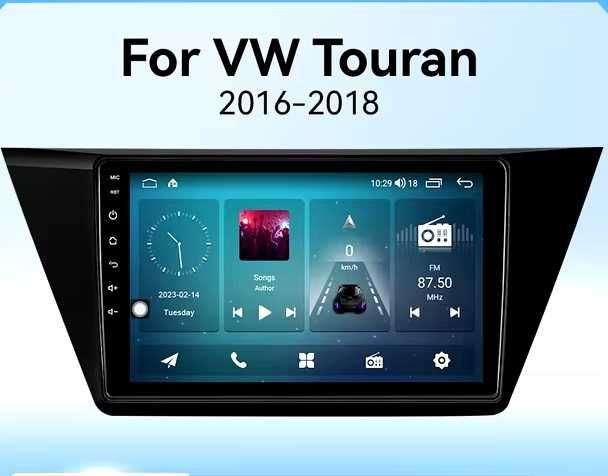 Мултимедия, CARPLAY, WAZE, за VW Touran, Андроид, 2 DIN, volkswagen, 10”, навигация, Android, Touran VW, 2016, 2017, 2018, 2019 година
