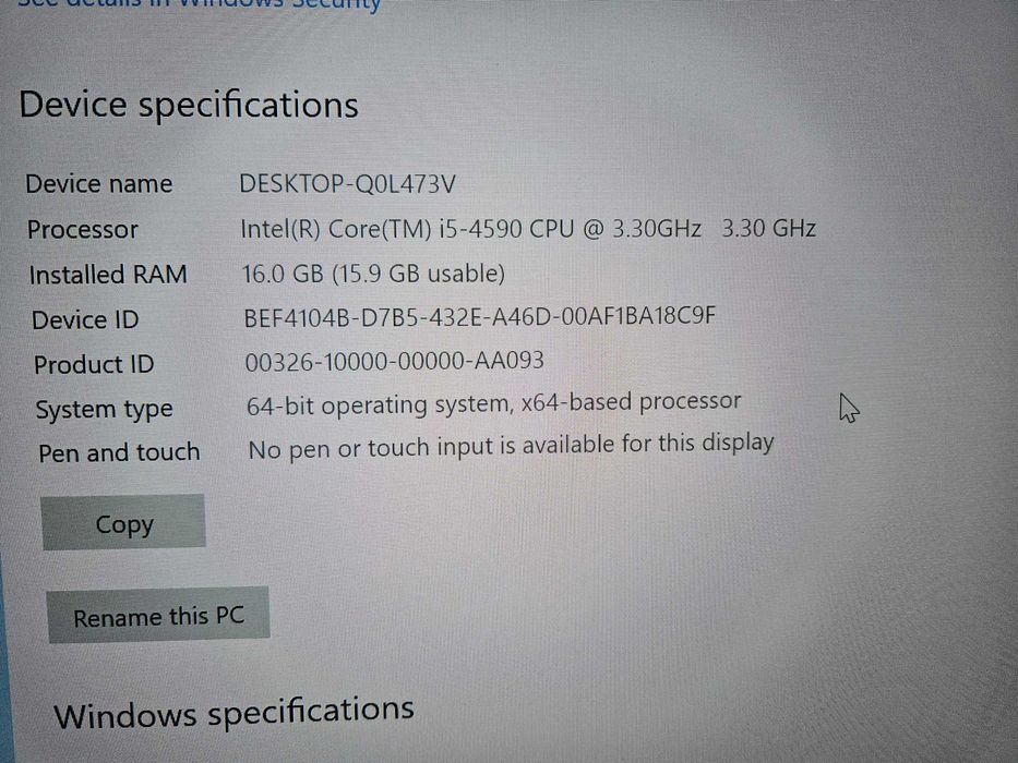 Lenovo ThinkCentre PC i5-4590 16gb ram 128 SSD + 500 HDD отличен