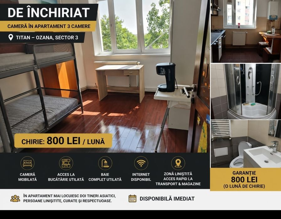 Închiriez cameră / apartament –  Titan sector 3
