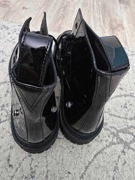 Versace "la medusa" patent leather lace-up combat boots