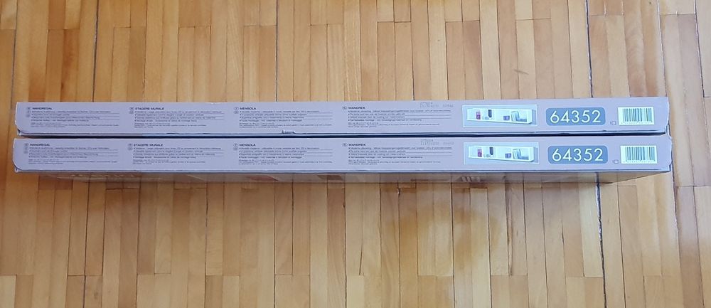 Set 2 rafturi / etajere de perete, albe, 92 x 17 x 17 cm