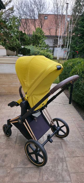 Carucior Cybex Priam Platinum 4.0, Mustard Yellow cu cadru Rosegold