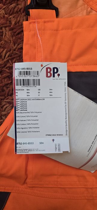 Salopetă/Pantaloni de lucru marca  BP, NOUĂ cu Etichetă, Mărimea 50n
