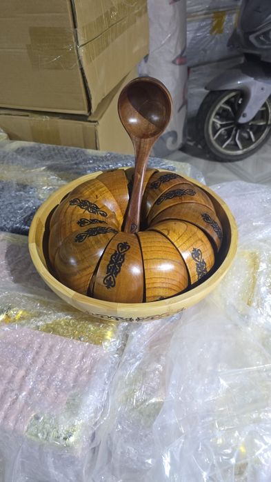 Набор деревянный для кумыса 12 пиалок