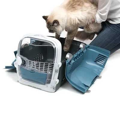 Cusca transport pentru animale CatIT Design Cabrio, 33x51x35cm, gri/albastru