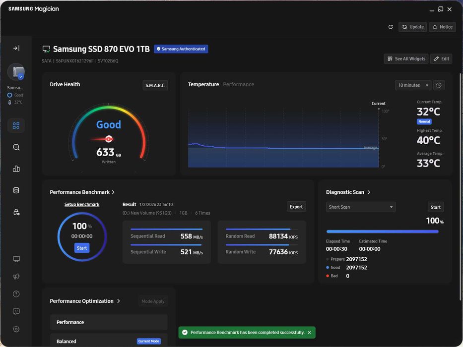 Vand SSD Samsung 870 EVO, 1 TB, SATA