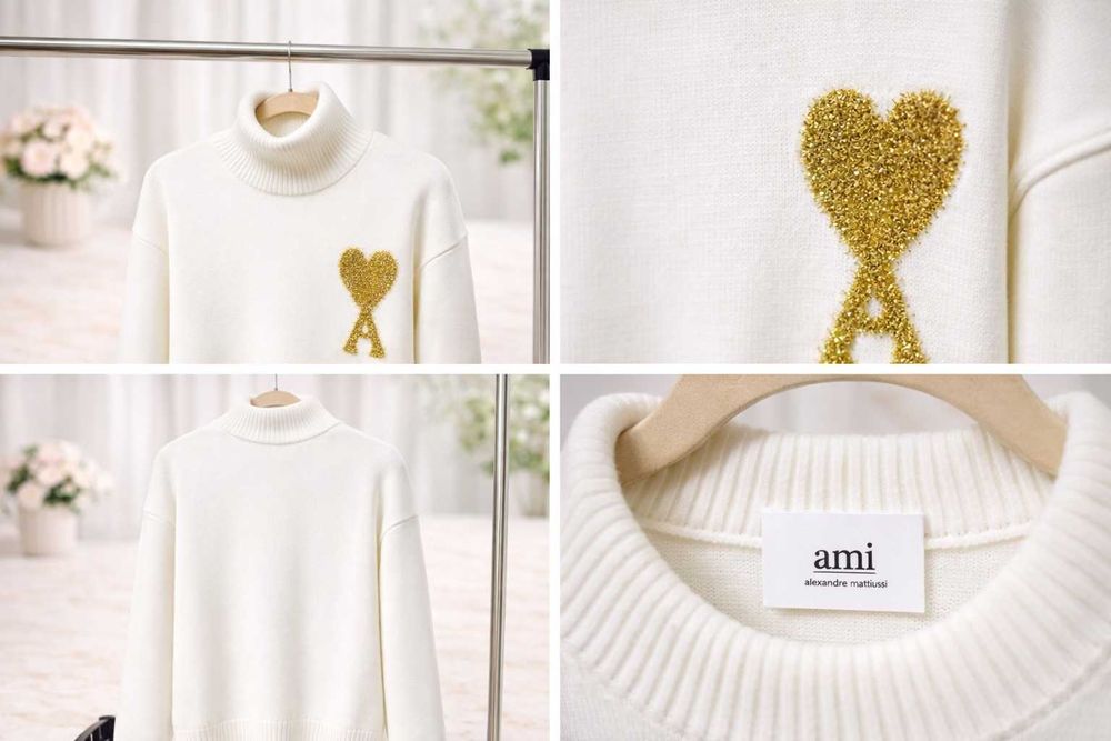 Pulover AMI – Lână & Bumbac, Mărime S (oversized), Premium