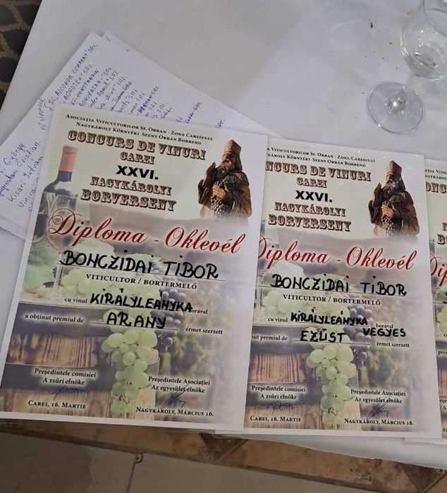 Vând struguri pentru vin (producția a câștigat medalie de aur)