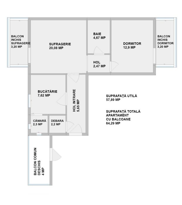 Închiriez apartament 2 camere cu centrala