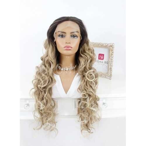 Дълга къдрава кестенява лейс фронт перука Скарлет