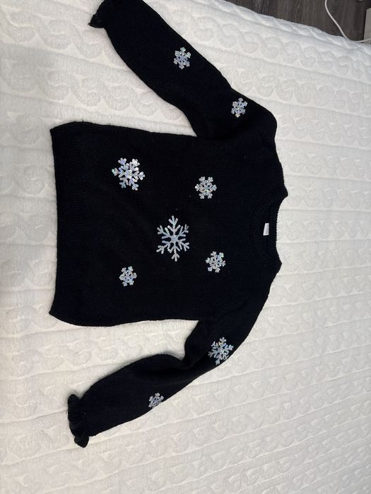 Pulover copii culoare negru, cu fulgi