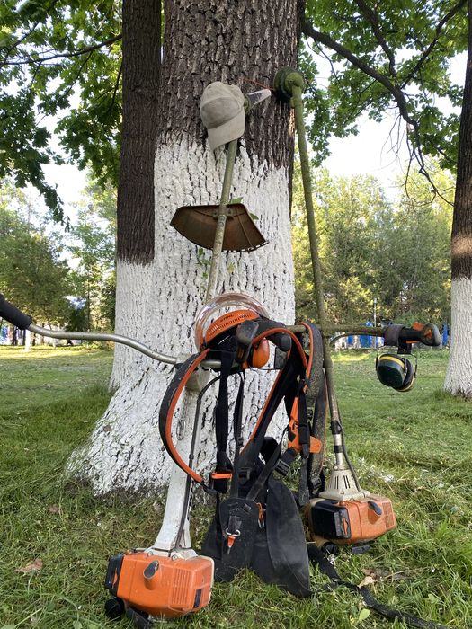 Покос травы с триммером