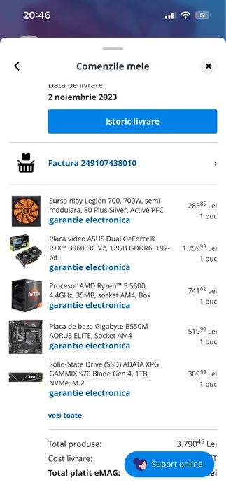 Sursa, placa de baza, placa video, RAM si carcasa procesor
