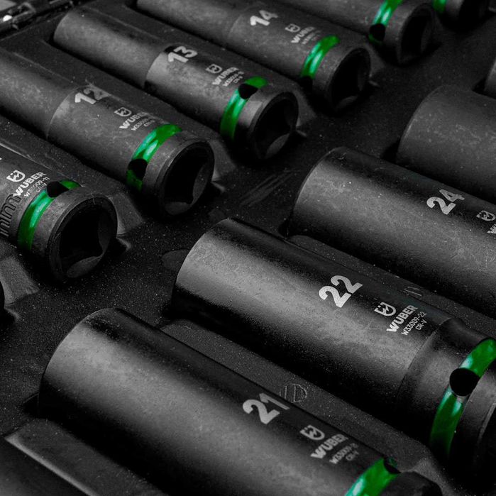 Set chei tubulare impact 1/2” Wuber, 16 piese