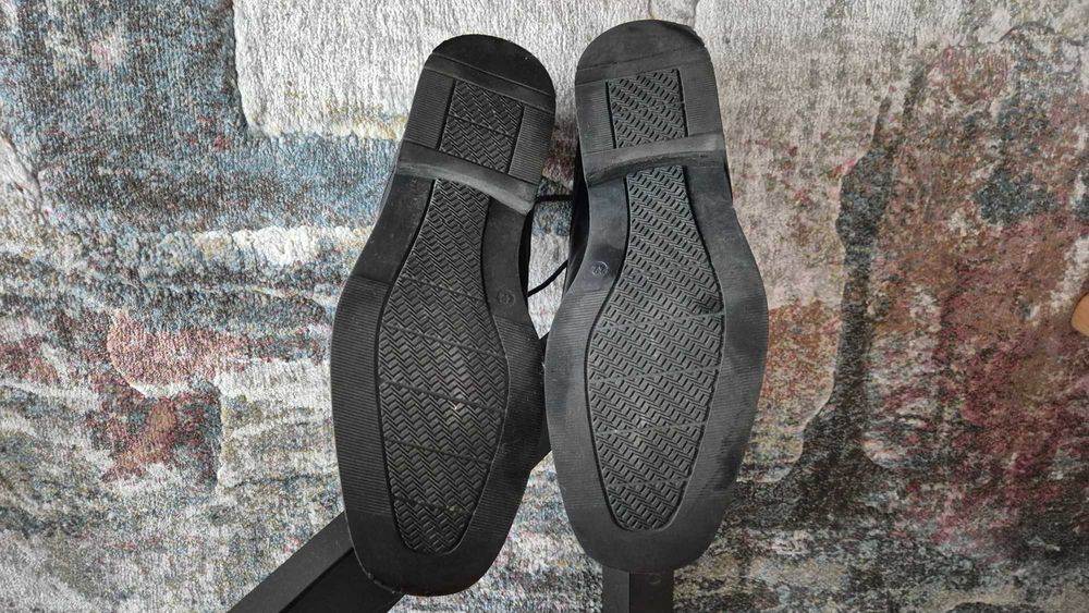 Естествена кожа Claudio Conti мъжки черни обувки тип мокасини размер42