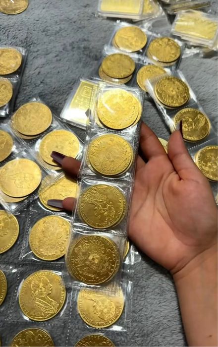 Monede mari mici franc iosif placate cu aur 24k 1/1 cu cele roiginale din aur