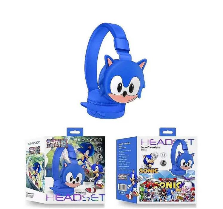 Безжични Светещи Bluetooth слушалки Соник + Плюшена играчка Соник