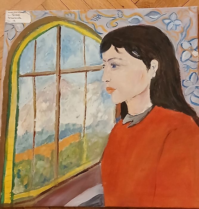 Tablou  pictat  cu tema "o zi la Castelul Cantacuzino