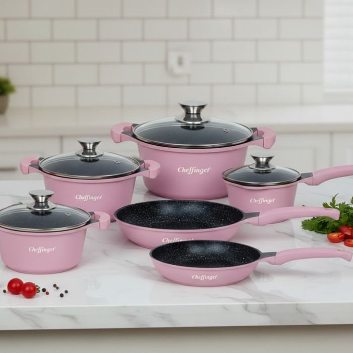 Комплект съдове за готвене Cheffinger от 10 части – тенджери и тигани