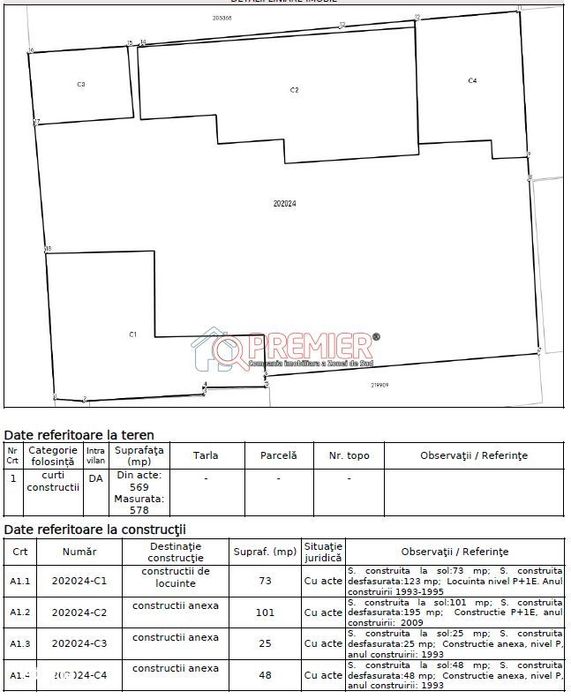 Teren 578 mp + Două imobile | Deschidere 20,3 ml | P+2E+M | Comision