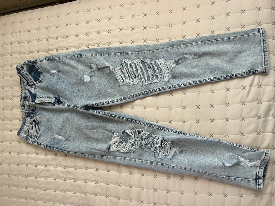 Дънки FB sister- mom jeans/ дънки Stradivarius/ Бели,сини дънки/