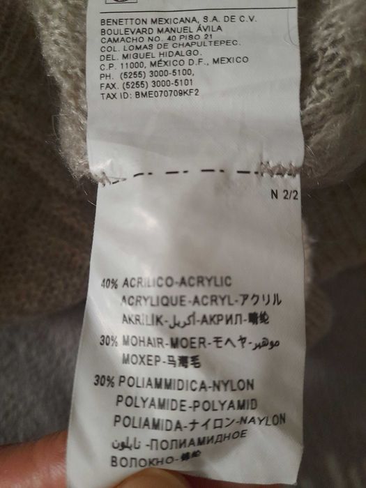 Pulover Benetton,mohair,m, 70 lei
