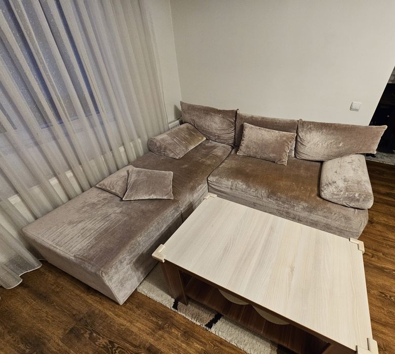 Colțar extensibil cu ladă depozitare, pluș premium – 2,10 m