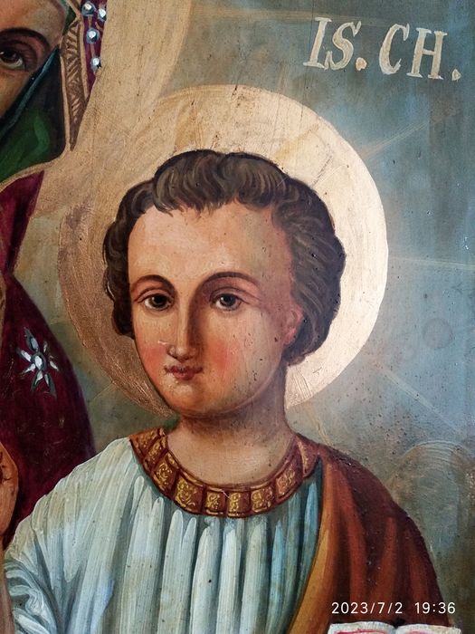 Icoana veche Maica Domnului ulei / lemn 60x80