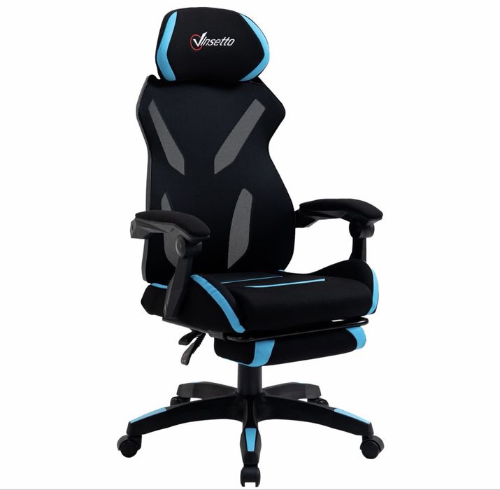 Scaun Gaming ergonomic , negru cu albastru , Vinsetto