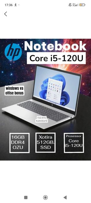 Noutbuk sotiladi HP yangı holatdagi