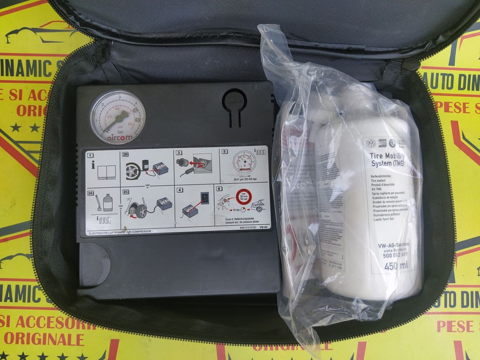 Compresor auto umflat roti kit pana original Vw Skoda Audi Seat + Husa