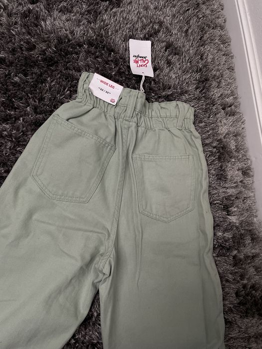 Blugi Verzi Wide Leg cu Elastic